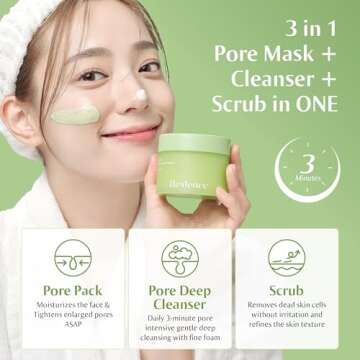 Redence Green Grape 3-in-1 Gelato Pore Mask Cleanser, Pore Exfoliating Scrub Mud Mask Pack, No Tight...