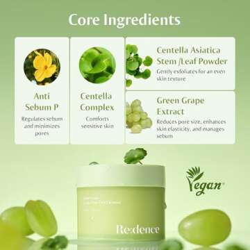Redence Green Grape 3-in-1 Gelato Pore Mask Cleanser, Pore Exfoliating Scrub Mud Mask Pack, No Tightness, Korean Skin Care, 100ml / 3.38 fl oz