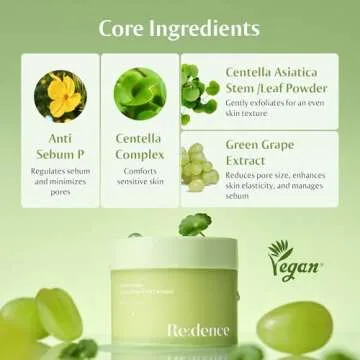 Redence Green Grape 3-in-1 Gelato Pore Mask Cleanser, Pore Exfoliating Scrub Mud Mask Pack, No Tightness, Korean Skin Care, 100ml / 3.38 fl oz