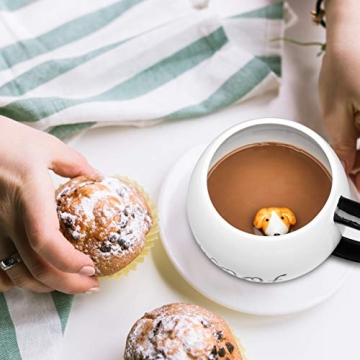 Ceramic Coffee Mug With 3D Animal Surprise – Cat & Dog Tea Mug For Hot Drinks & Cold Beverages – Dishwasher Safe Novelty Cup With Comfortable Handle – Great Gift Idea For Pet Owners Large 17OZ (Dog)