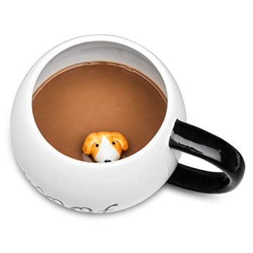 Ceramic Coffee Mug With 3D Animal Surprise – Cat & Dog Tea Mug For Hot Drinks & Cold Beverages – Dishwasher Safe Novelty Cup With Comfortable Handle – Great Gift Idea For Pet Owners Large 17OZ (Dog)