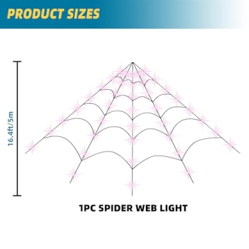 ININ Halloween 200" Spider Web Light Decorations Outdoor/Indoor with 250 LED Lights,Scary Party Deco...