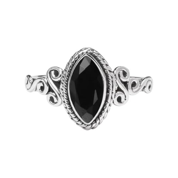 Black Tourmaline Stone Ring 925 Sterling Silver Statement Ring For Women and Girls Handmade Rings Na...