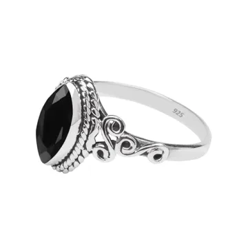 Black Tourmaline Stone Ring 925 Sterling Silver Statement Ring For Women and Girls Handmade Rings Natural Gemstone Ring Promise Ring For Christmas Size US 7 Gift For Her