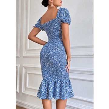 Women's Summer Floral Midi Dress - Ideal for Maternity Wear