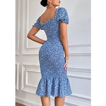 Women's Summer Floral Midi Dress - Ideal for Maternity Wear