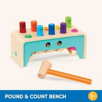 Battat Wooden Hammer Toy - Educational Pounding Bench for Kids