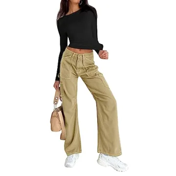 Abardsion Women's Casual Basic Going Out Crop Tops Slim Fit Long Sleeve Crew Neck Tight T Shirts (Black, S)