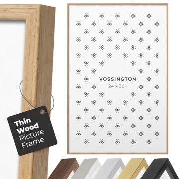 Vossington 24x36 Frame Oak - Exclusive Thin 24 x 36 Wood Poster Frame For Wall - Metal With Wood Ven...