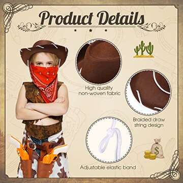 24 Piece Cowboy Costume Hat Accessories for Kids