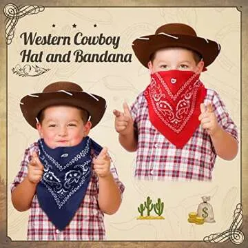 24 Piece Cowboy Costume Hat Accessories for Kids
