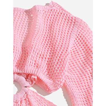 Stylish MakeMeChic Crochet Cover Up Women Pink Swimwear