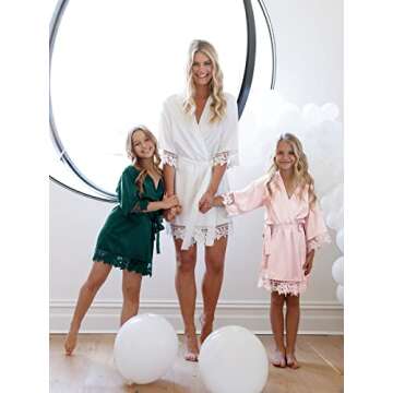 AW BRIDALWhite Silk Robes For Women Short Satin Robe, Womens Sexy Kimono Robe Lightweight Robe Lace Nightgown, Cool Bridal Shower Gifts For Bride To Be Bridesmaid Robes Bride Robe For Wedding Day, M