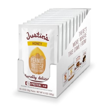 Justin's Organic Honey Peanut Butter Squeeze Packs 10 Pack