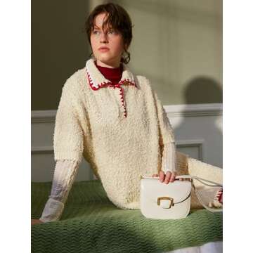 LAFESTIN Small Split Leather Crossbody Purses For Women with Adjustable Strap Shoulder Handbags with Credit Card Slot - Ivory