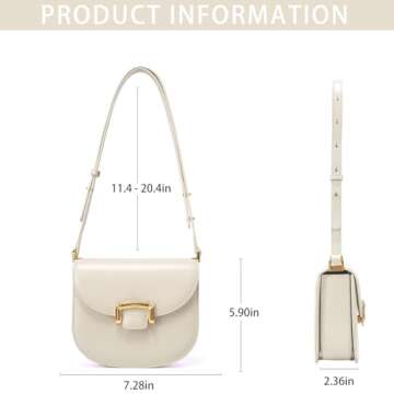 LAFESTIN Small Split Leather Crossbody Purses For Women with Adjustable Strap Shoulder Handbags with Credit Card Slot - Ivory