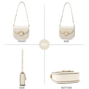 LAFESTIN Small Split Leather Crossbody Purses For Women with Adjustable Strap Shoulder Handbags with Credit Card Slot - Ivory