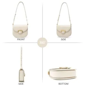 LAFESTIN Small Split Leather Crossbody Purses For Women with Adjustable Strap Shoulder Handbags with Credit Card Slot - Ivory