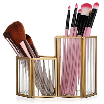 Buy ELLDOO Gold Glass Makeup Brush Holder for Women