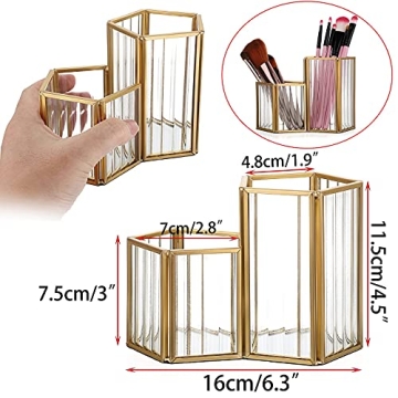 Buy ELLDOO Gold Glass Makeup Brush Holder for Women