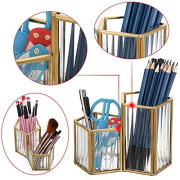 Buy ELLDOO Gold Glass Makeup Brush Holder for Women