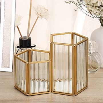 Buy ELLDOO Gold Glass Makeup Brush Holder for Women