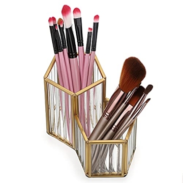 Buy ELLDOO Gold Glass Makeup Brush Holder for Women