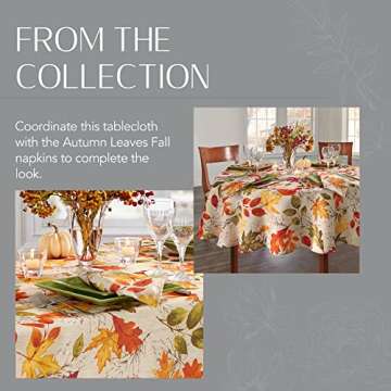 Elrene Home Fashions Autumn Leaves Fall Printed Wrinkle Resistant Tablecloth, Holiday Table Cover for Formal or Everyday Use, 60"x102" Oblong/Rectangle