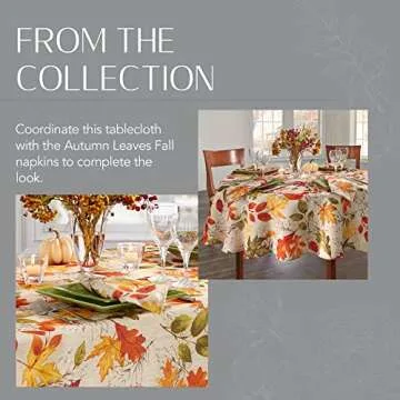 Elrene Home Fashions Autumn Leaves Fall Printed Wrinkle Resistant Tablecloth, Holiday Table Cover for Formal or Everyday Use, 60"x102" Oblong/Rectangle