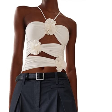 Women 3D Floral Tank Top Slim Fit Y2K Streetwear