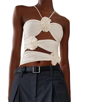 Women 3D Floral Tank Top Slim Fit Y2K Streetwear