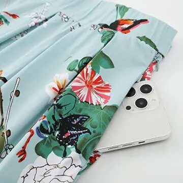 Taydey Women Pleated Vintage Skirt 50's Style Floral Size 2XL Green Flower