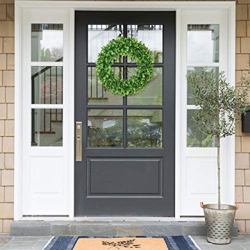 Lvydec Artificial Green Leaves Wreath - 20" Large Boxwood Wreath for Front Door Wall Window Farmhouse Decoration
