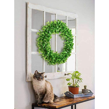 Lvydec Artificial Green Leaves Wreath - 20" Large Boxwood Wreath for Front Door Wall Window Farmhouse Decoration