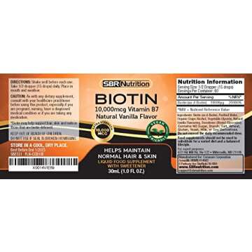 MAX Absorption Biotin Liquid Drops, 10000mcg, 60 Servings, Vegan Friendly Liquid Supplement for Stro...