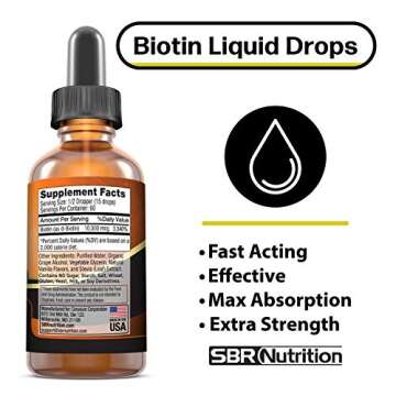 Max Absorption Biotin Liquid Drops 10000mcg for Hair Growth