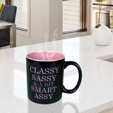 Funny Guy Mugs Classy Sassy and A Bit Smart Assy Ceramic Coffee Mug - 11oz - Ideal Funny Coffee Mug for Women and Men - Hilarious Novelty Coffee Cup with Witty Sayings