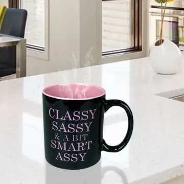 Funny Guy Mugs Classy Sassy and A Bit Smart Assy Ceramic Coffee Mug - 11oz - Ideal Funny Coffee Mug for Women and Men - Hilarious Novelty Coffee Cup with Witty Sayings