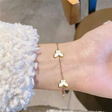 MINTER 3 Pcs Butterfly Jewelry Set, 18K Gold-Plated Choker Necklace Earrings Bracelet Set for Women Ladies Gift Dainty Chain Pendant Cute Drop Dangle Hoop Earrings(White Butterfly)