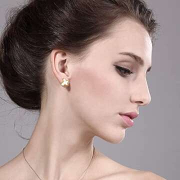 MINTER 3 Pcs Butterfly Jewelry Set, 18K Gold-Plated Choker Necklace Earrings Bracelet Set for Women Ladies Gift Dainty Chain Pendant Cute Drop Dangle Hoop Earrings(White Butterfly)