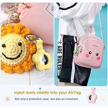 Meokkaebi 5 Pack Airtag Holder for Apple AirTag,Silicone Airtag Case with Anti-Lost Key Ring,Flower ...