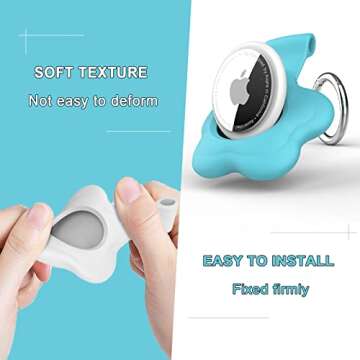 Meokkaebi 5 Pack Airtag Holder for Apple AirTag,Silicone Airtag Case with Anti-Lost Key Ring,Flower Protective AirTag Keychain,Airtag Accessories for Pets,Keys,Backpacks(Multiple Colors)