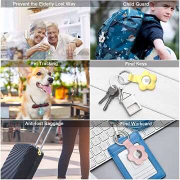 Meokkaebi 5 Pack Airtag Holder for Apple AirTag,Silicone Airtag Case with Anti-Lost Key Ring,Flower Protective AirTag Keychain,Airtag Accessories for Pets,Keys,Backpacks(Multiple Colors)