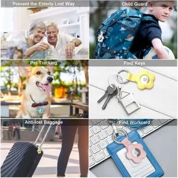 Meokkaebi 5 Pack Airtag Holder for Apple AirTag,Silicone Airtag Case with Anti-Lost Key Ring,Flower Protective AirTag Keychain,Airtag Accessories for Pets,Keys,Backpacks(Multiple Colors)