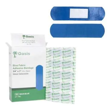 Food Service Adhesive Bandages, Durable Blue Fabric, 100/Box