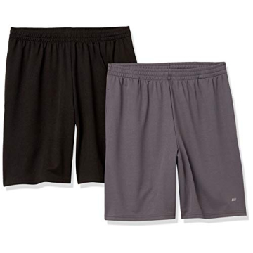Amazon Essentials Men's Performance Tech Loose-Fit Lightweight Shorts (Pack of 2, Black/Dark Grey, X...