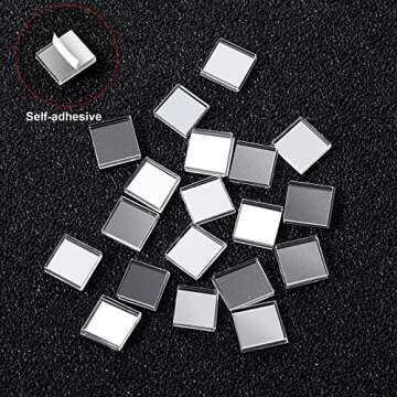 SATINIOR 3600 Pcs Disco Mirror Tiles Self Adhesive Mirror Mosaics Tiles 5 x 5 mm Disco Tiles Tapes Stickers Silver Square Glass for Craft Disco Balls Vases Mugs Home Decorations