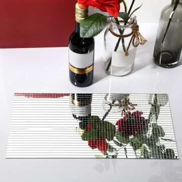 SATINIOR 3600 Pcs Disco Mirror Tiles Self Adhesive Mirror Mosaics Tiles 5 x 5 mm Disco Tiles Tapes Stickers Silver Square Glass for Craft Disco Balls Vases Mugs Home Decorations