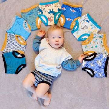 BIG ELEPHANT Baby Boys' 10 Pack Toddler Potty Training Pants 100% Cotton Underpants, 2T