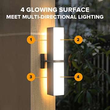 LUTEC Cuba 3000K 2000LM LED Porch Wall Light Outdoor, Modern Exterior Lights Fixture, Waterproof Wall Lamp Sconce Outside for House, Patio, Home, Entryway-Grey